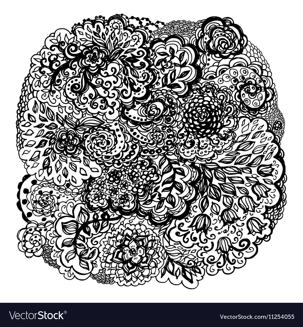 Floral doodle tattoo design Royalty Free Vector Image