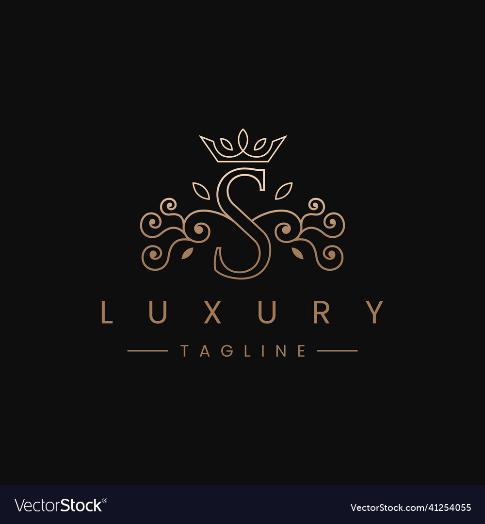 Letter s royal luxury logo design Royalty Free Vector Image