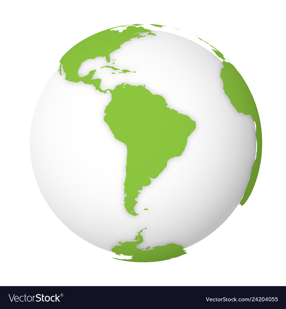 Natural earth globe 3d world map with green lands Vector Image