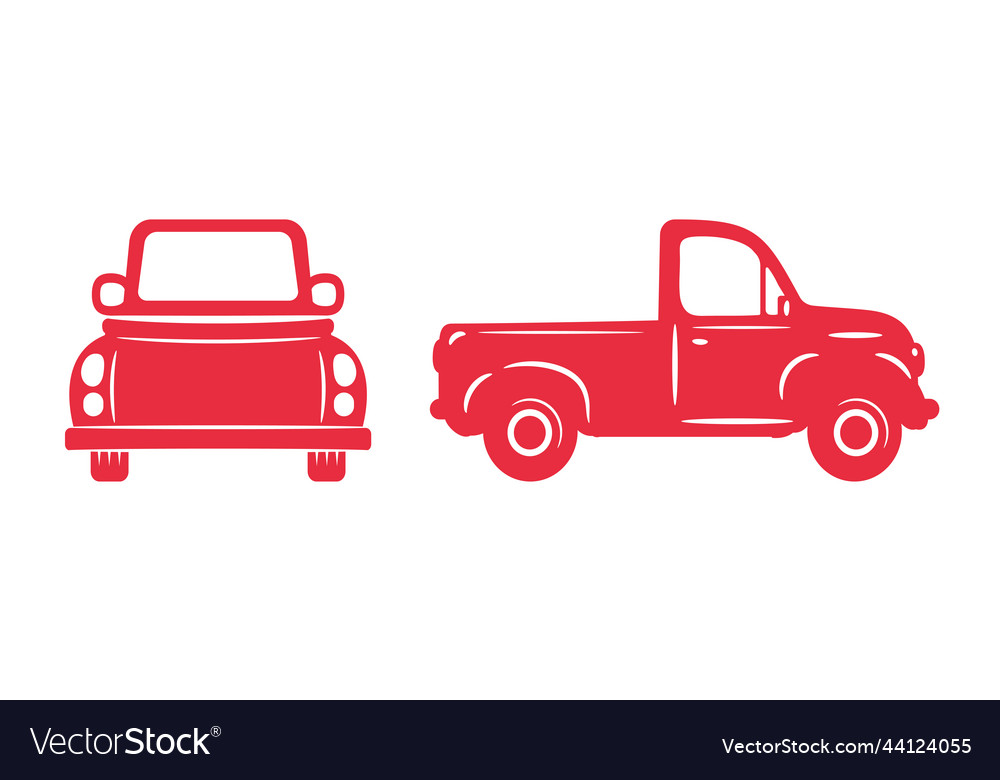 Pickup truck silhouette red trucks