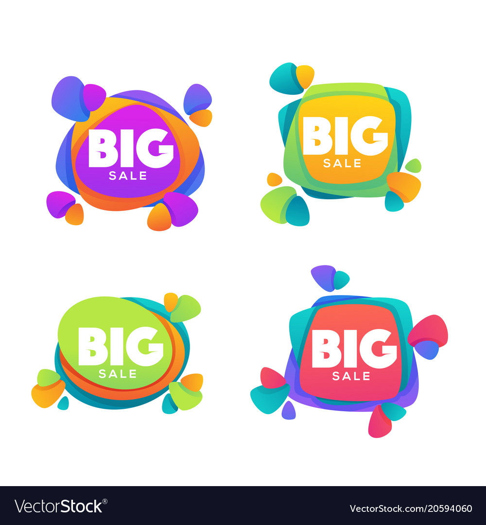 Big sale collection of bright discount bubble Vector Image
