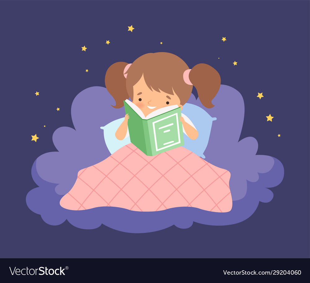 Cute little girl sitting on a cloud under