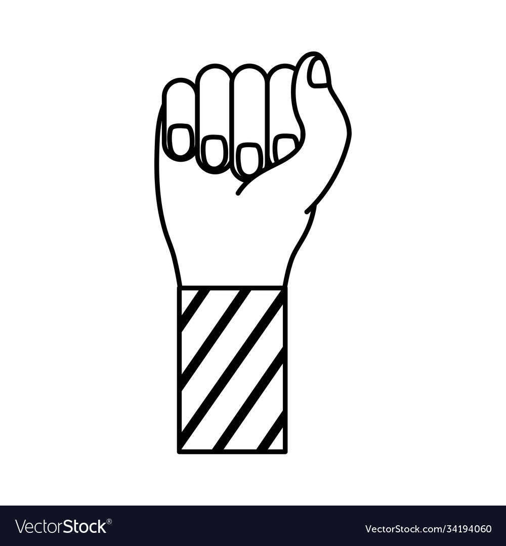 Hand fist with stripes in sleeve feminism line