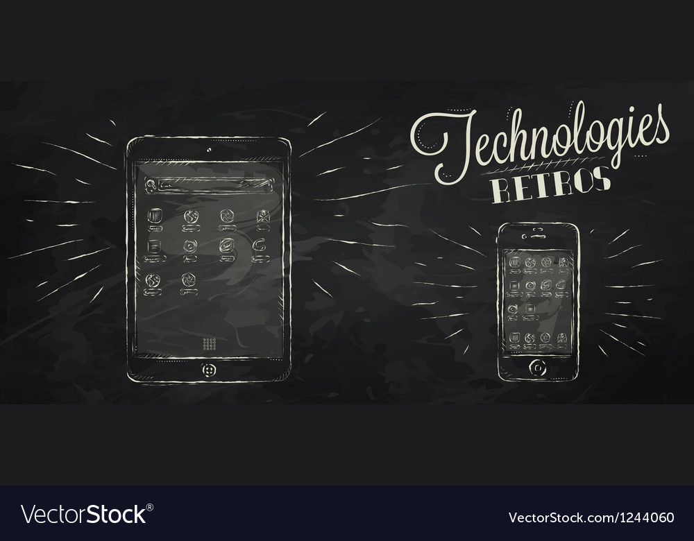 Download IPad iPhone chalk icons Royalty Free Vector Image