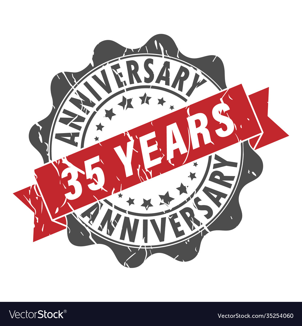 Stamp impression with inscription 35 years Vector Image