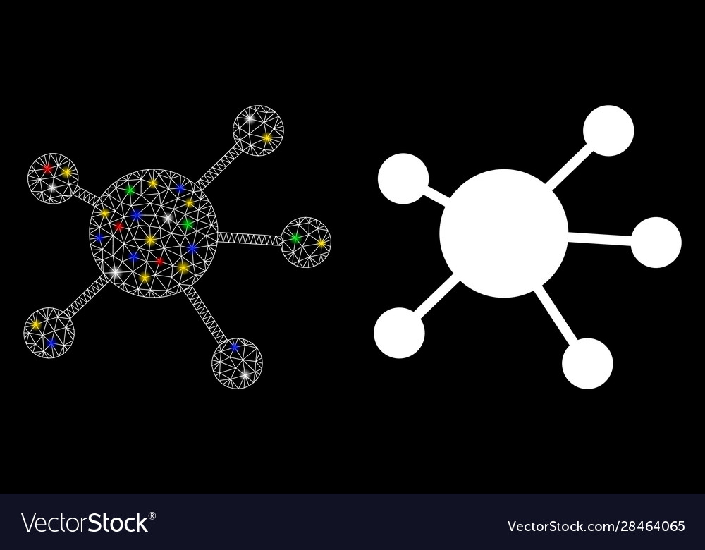 Bright mesh network links icon with flare spots Vector Image