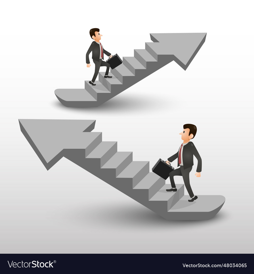 Business people career ladder stair arrow