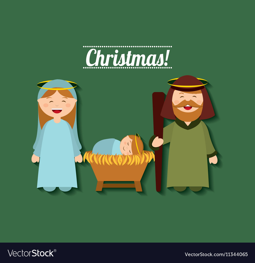 Happy merry christmas manger character