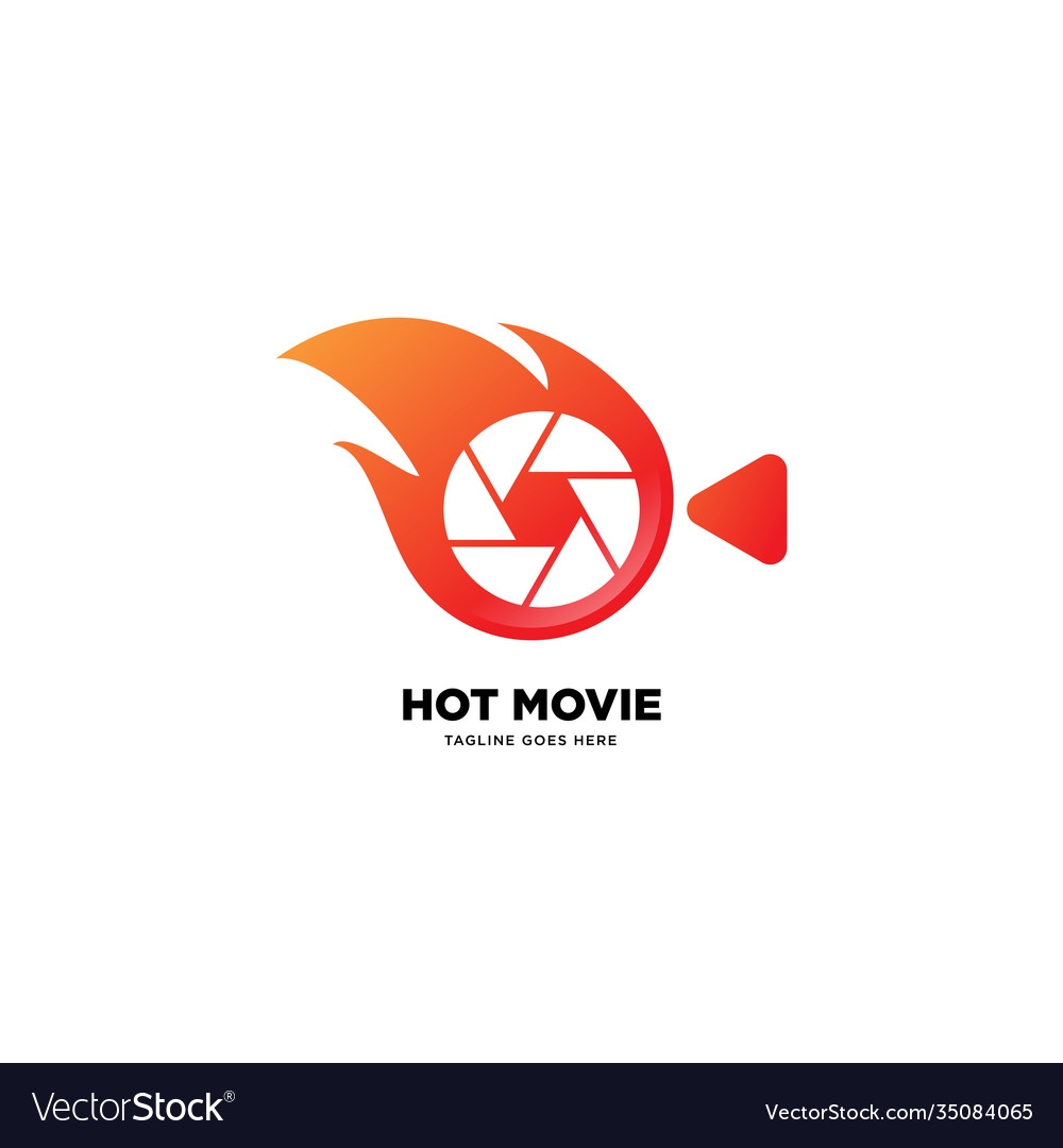 Hot movie logo template icon element Royalty Free Vector