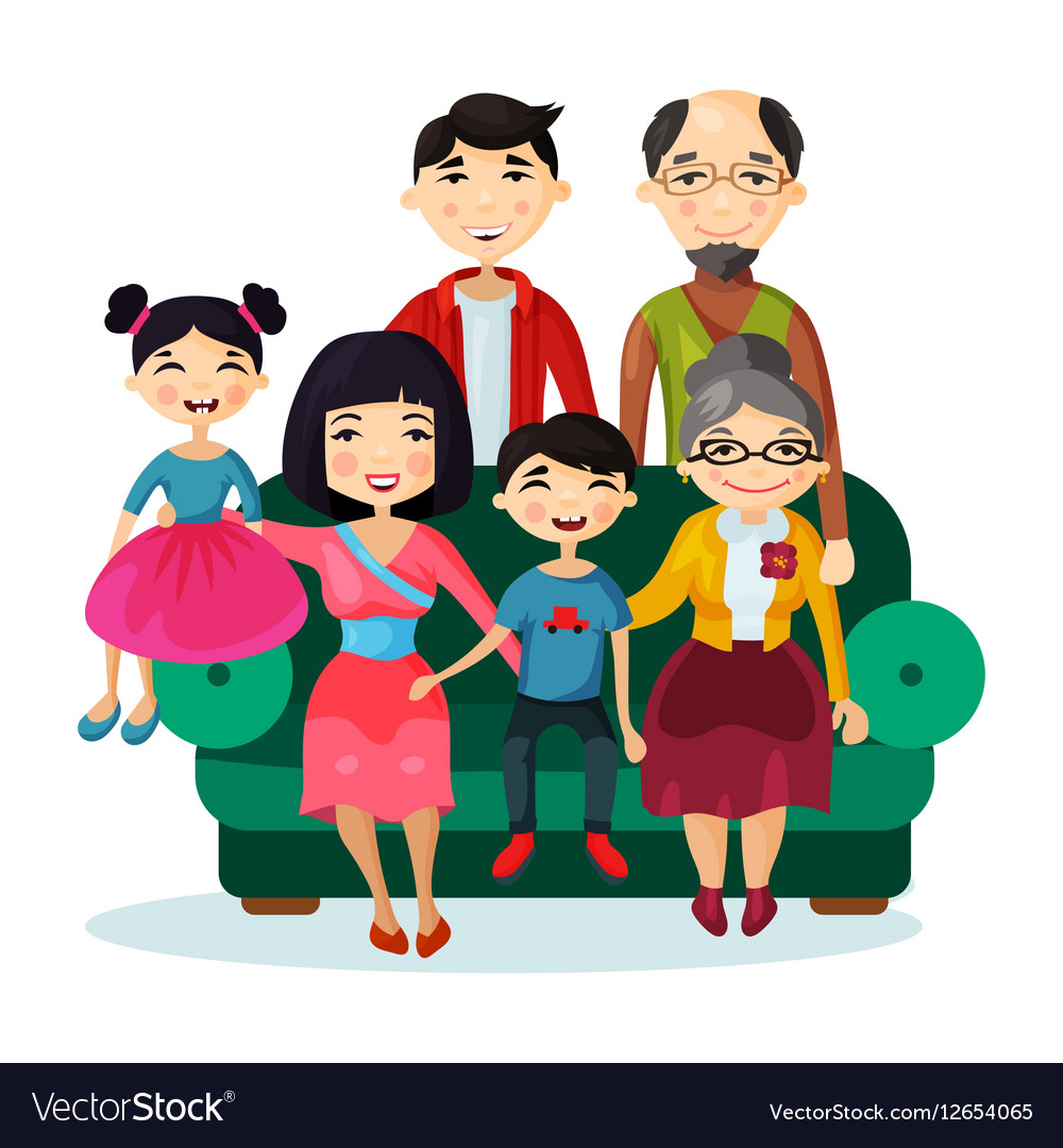 Portrait fun smiling cartoon happy family Vector Image