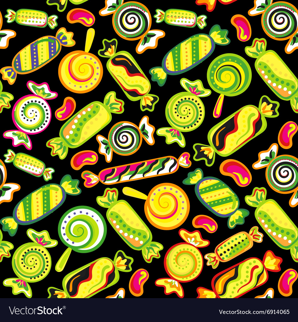 Seamless background with various candies