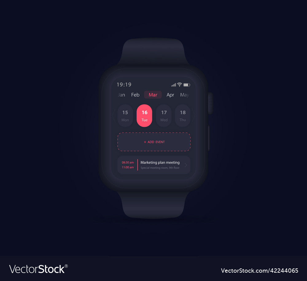 Smartwatch calendar planner app concept activity