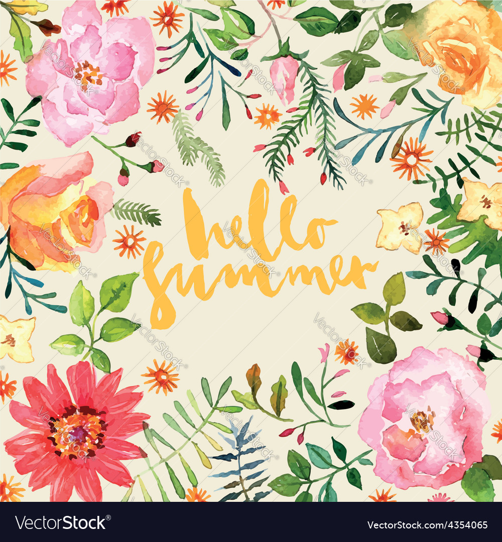 Watercolor greeting card flowers
