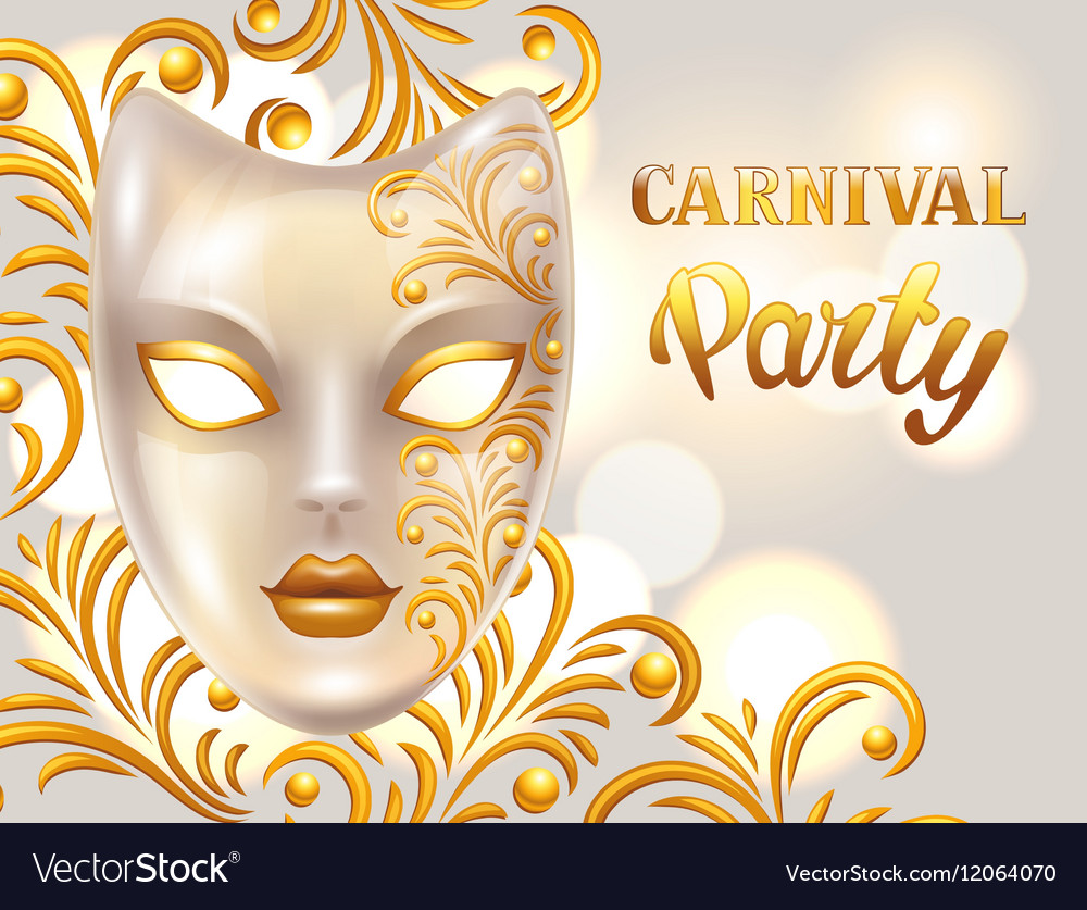 Carnival invitation card with venetian mask