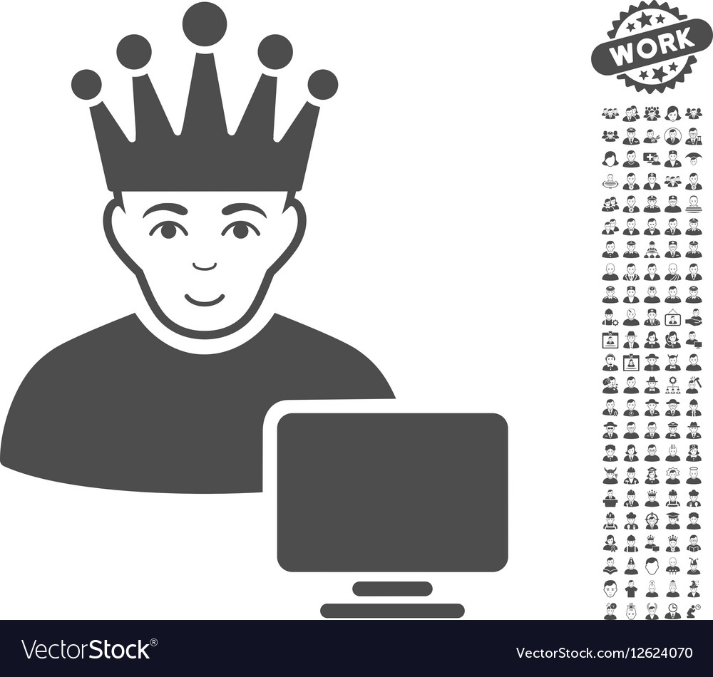 Computer moderator icon with bonus Royalty Free Vector Image