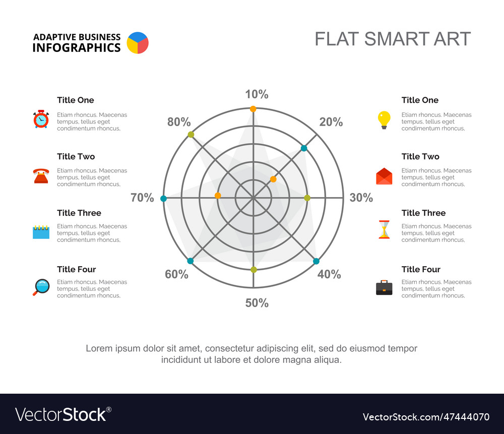 Eight options radar chart slide template