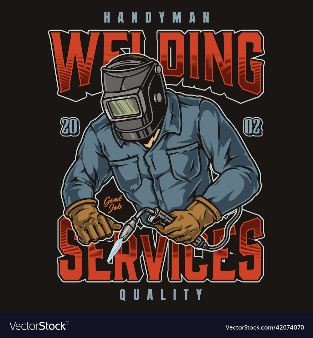 Metalworker with torch colorful patch Royalty Free Vector