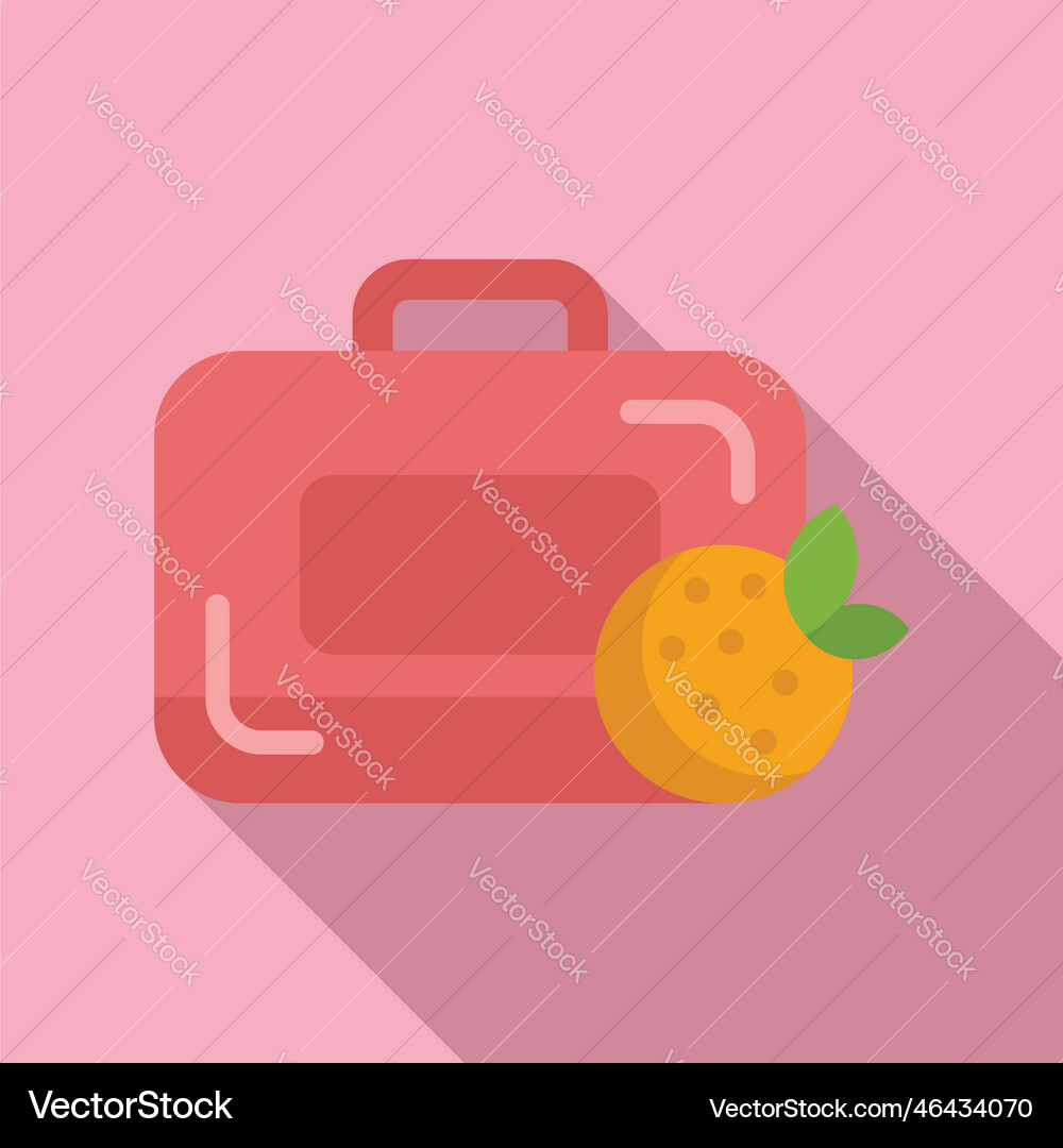 Orange kid box icon flat school food Royalty Free Vector
