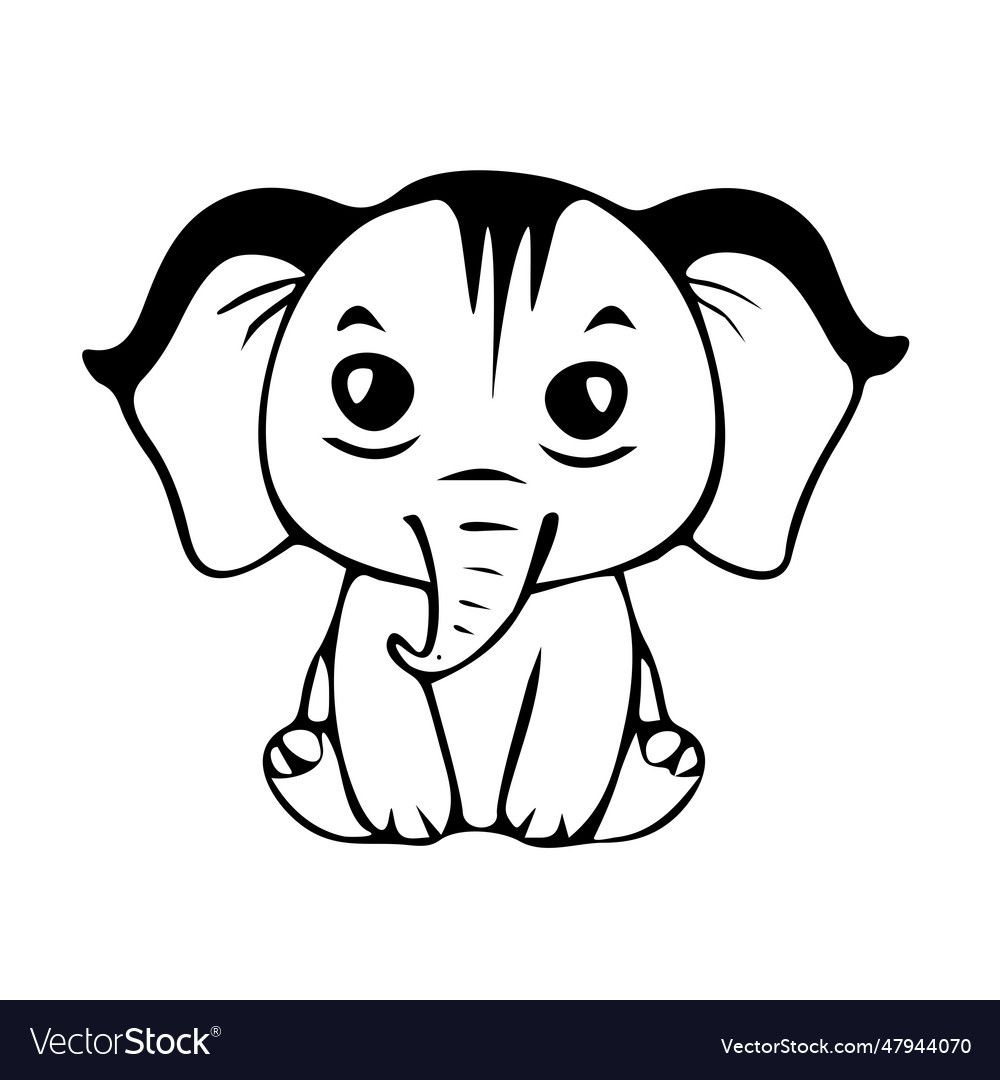 Outlined baby elephant image Royalty Free Vector Image