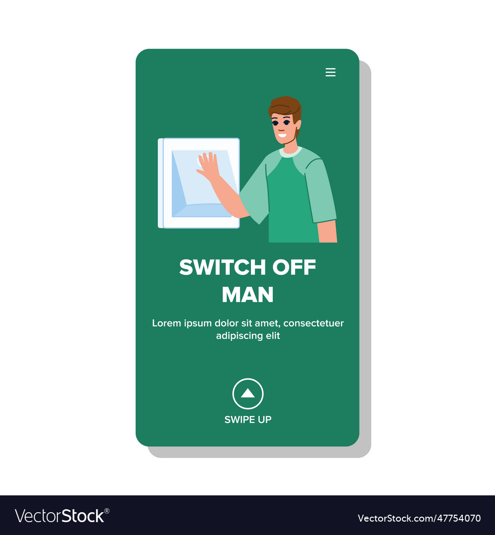 Power switch off man Royalty Free Vector Image