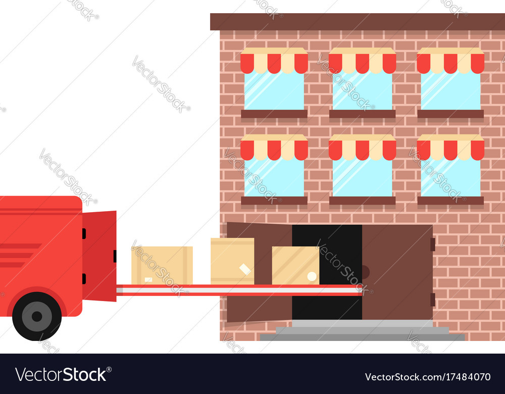Shipment ex warehouse on delivery vehicle Vector Image
