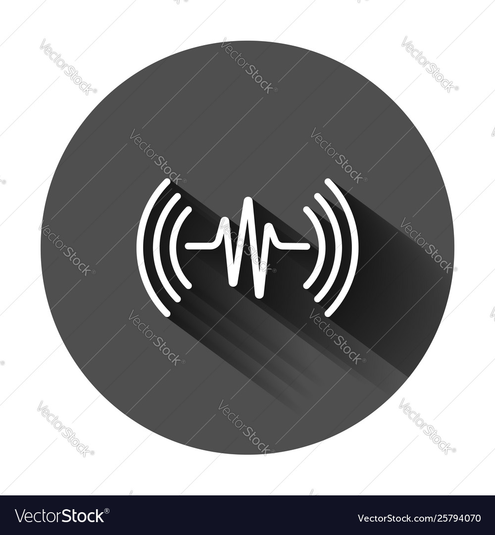 Sound wave icon in flat style heart beat on black