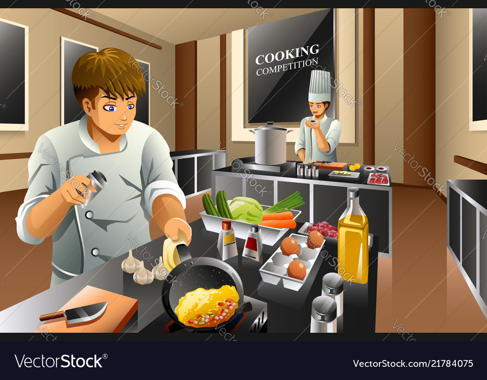 Chef in cooking competition Royalty Free Vector Image