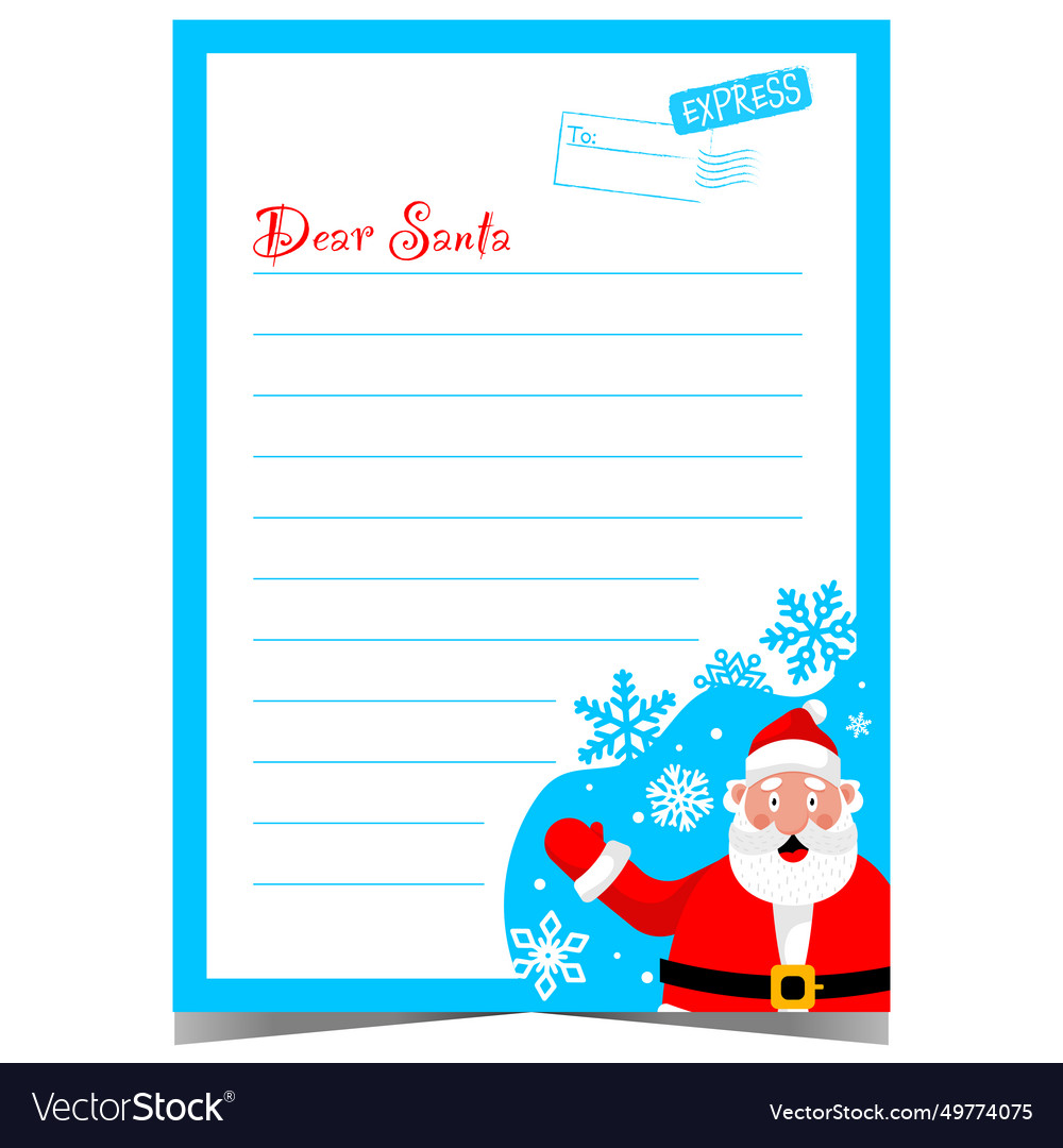 Christmas letter to santa claus template Vector Image