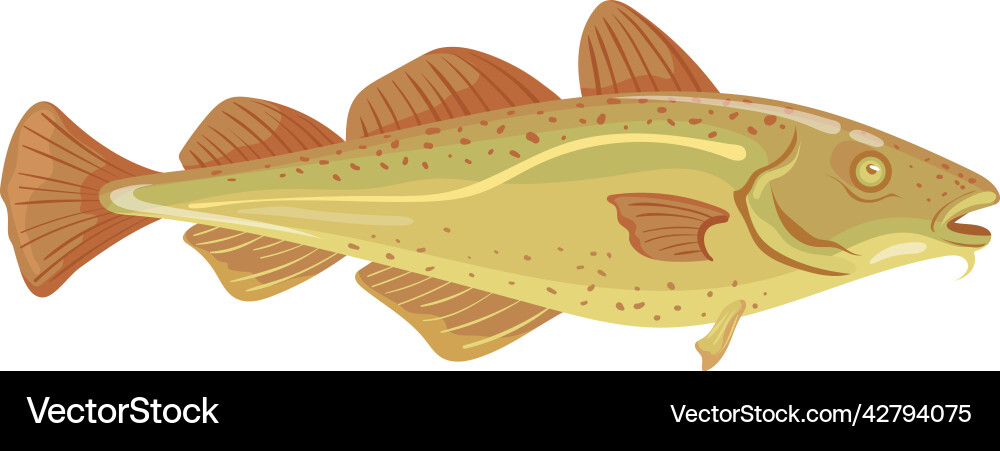Codfish icon cartoon underwater animal seafood Vector Image
