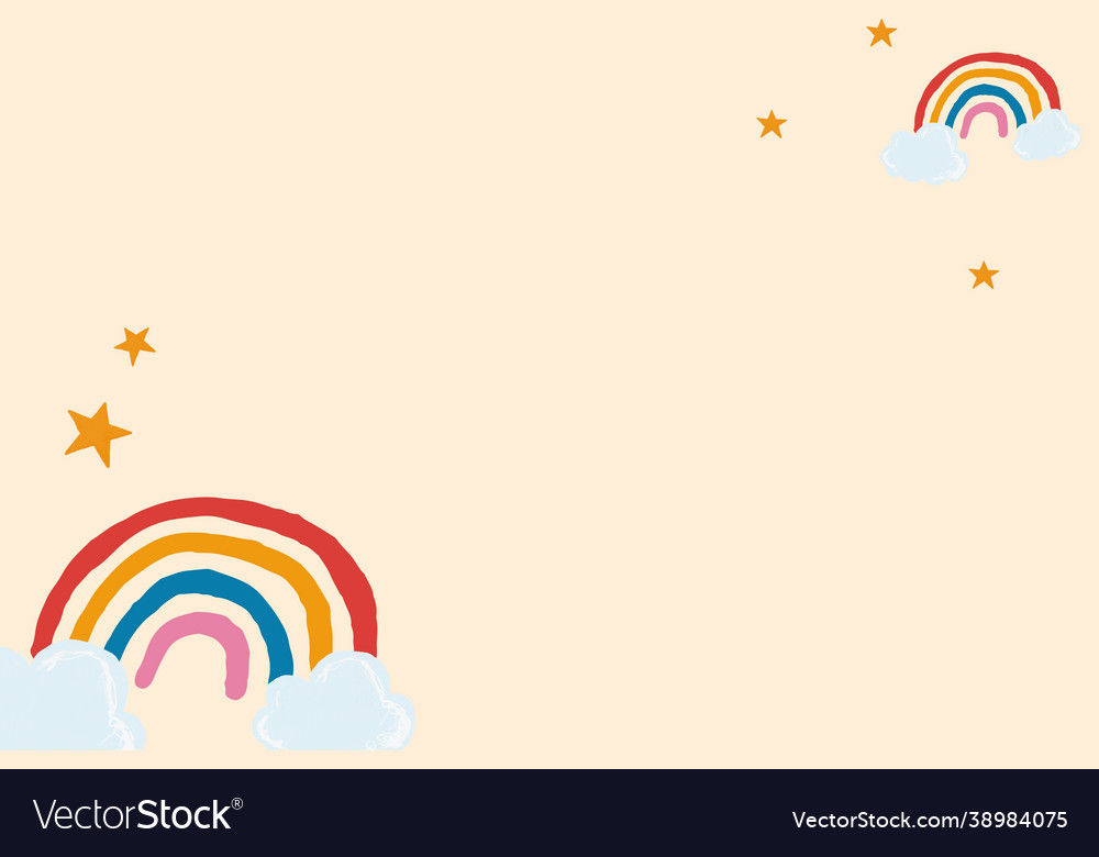 Cute rainbow frame in beige background hand Vector Image