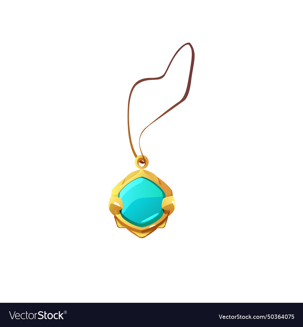 Golden amulet with aquamarine gemstone