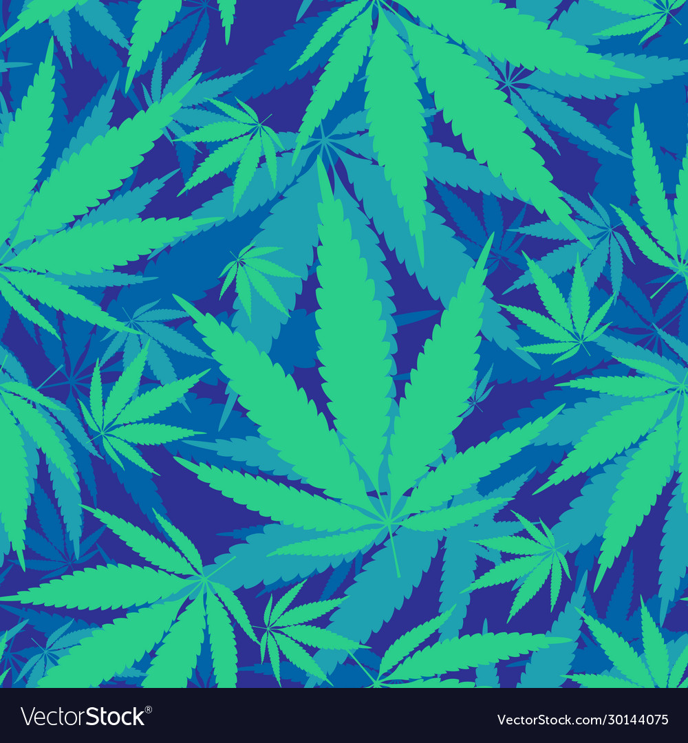 Hemp leaves seamless pattern