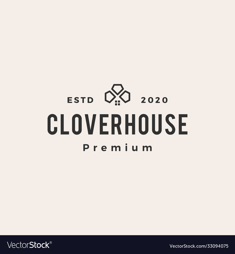 House clover hipster vintage logo icon