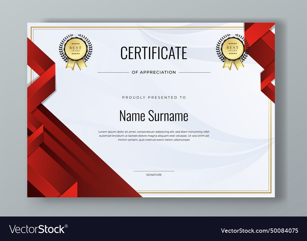 Red and gold certificate of appreciation border Vector Image