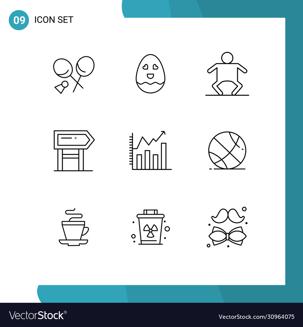 Set 9 modern ui icons symbols signs for chart