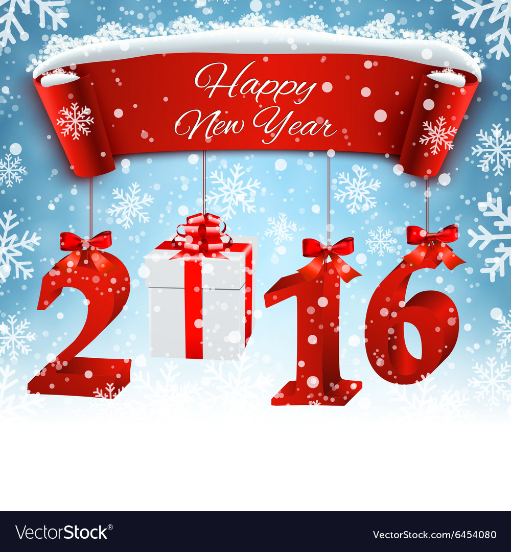 2016 new years background with gift