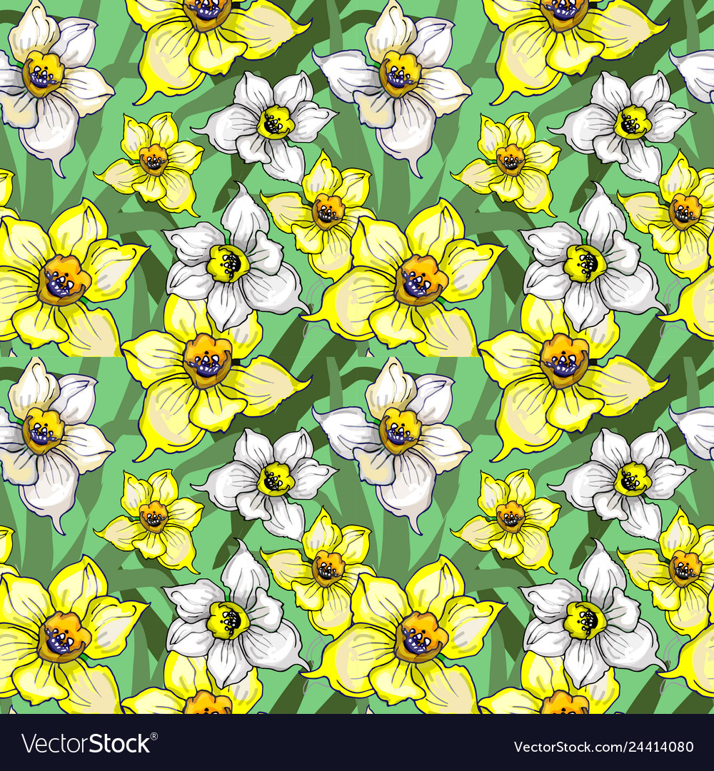 Botanical seamless pattern with flowers