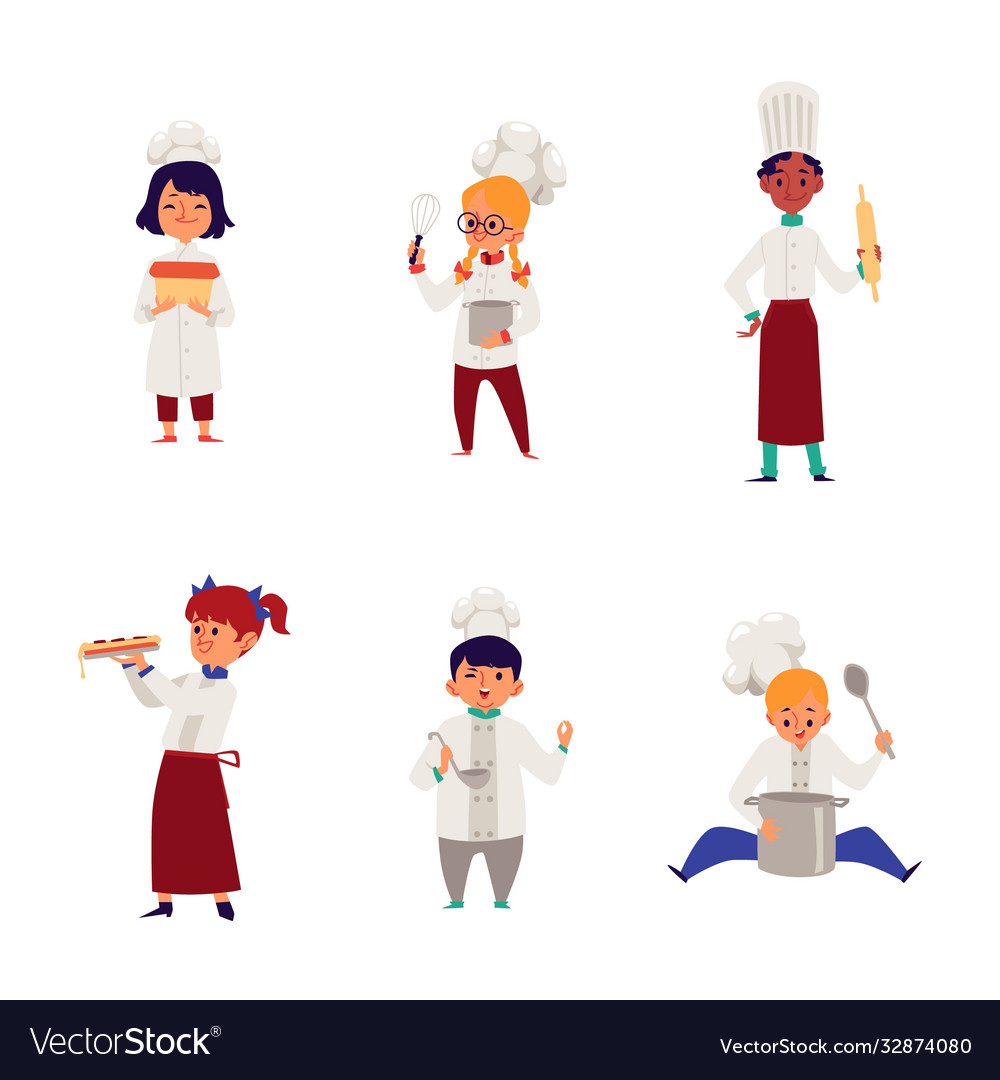 Premium Vector  Characters set of children cooks