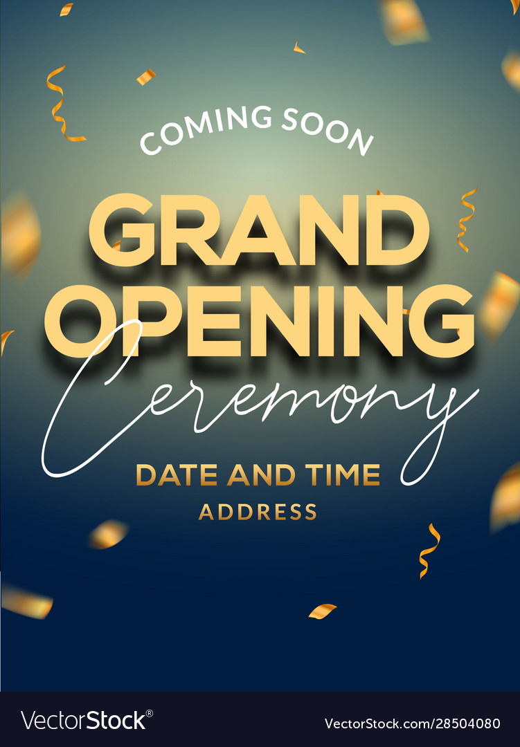 Grand opening ceremony poster concept invitation Vector Image