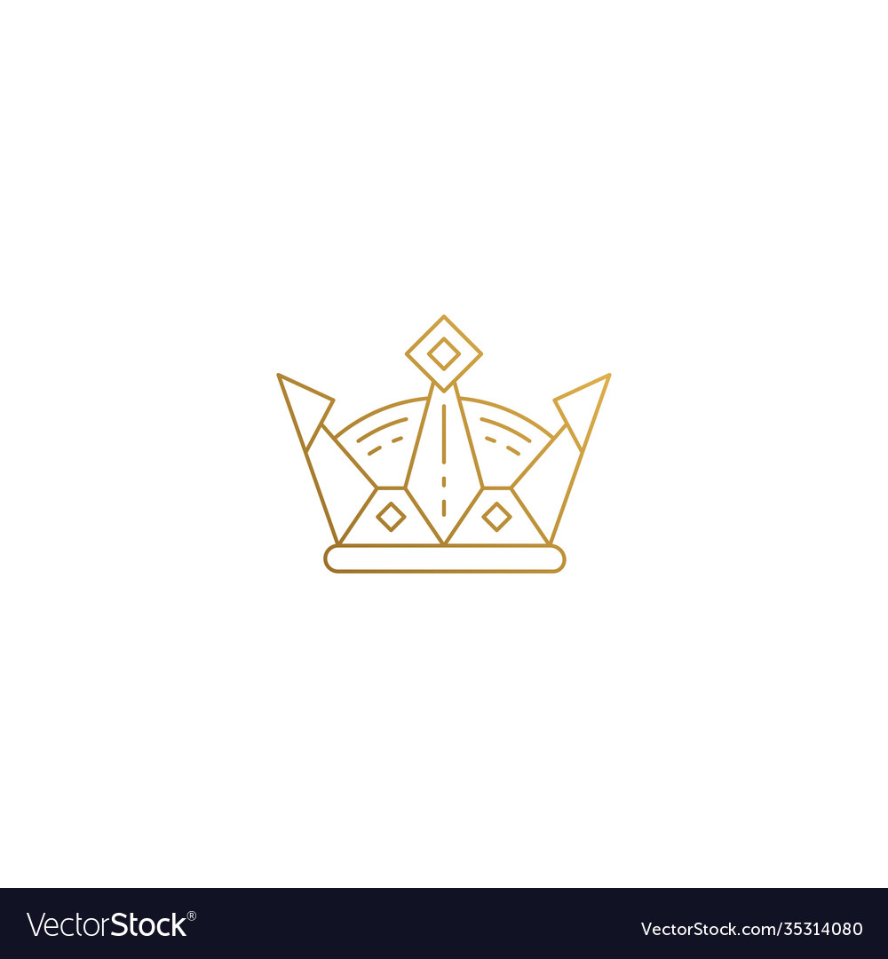 Linear design golden crown hand drawn with thin Vector Image