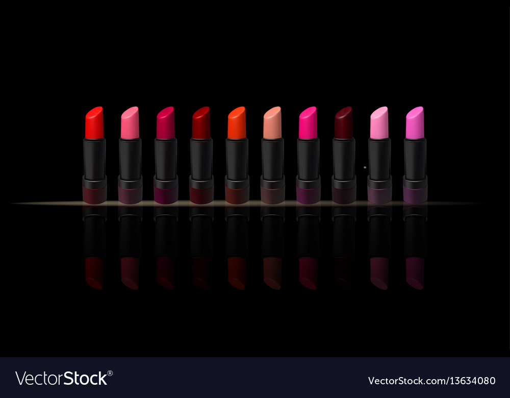 Lipstick set on black background beauty Royalty Free Vector