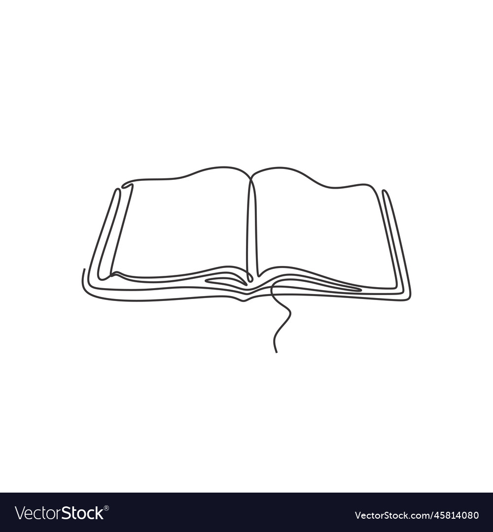 One single line drawing of book educational idea Vector Image