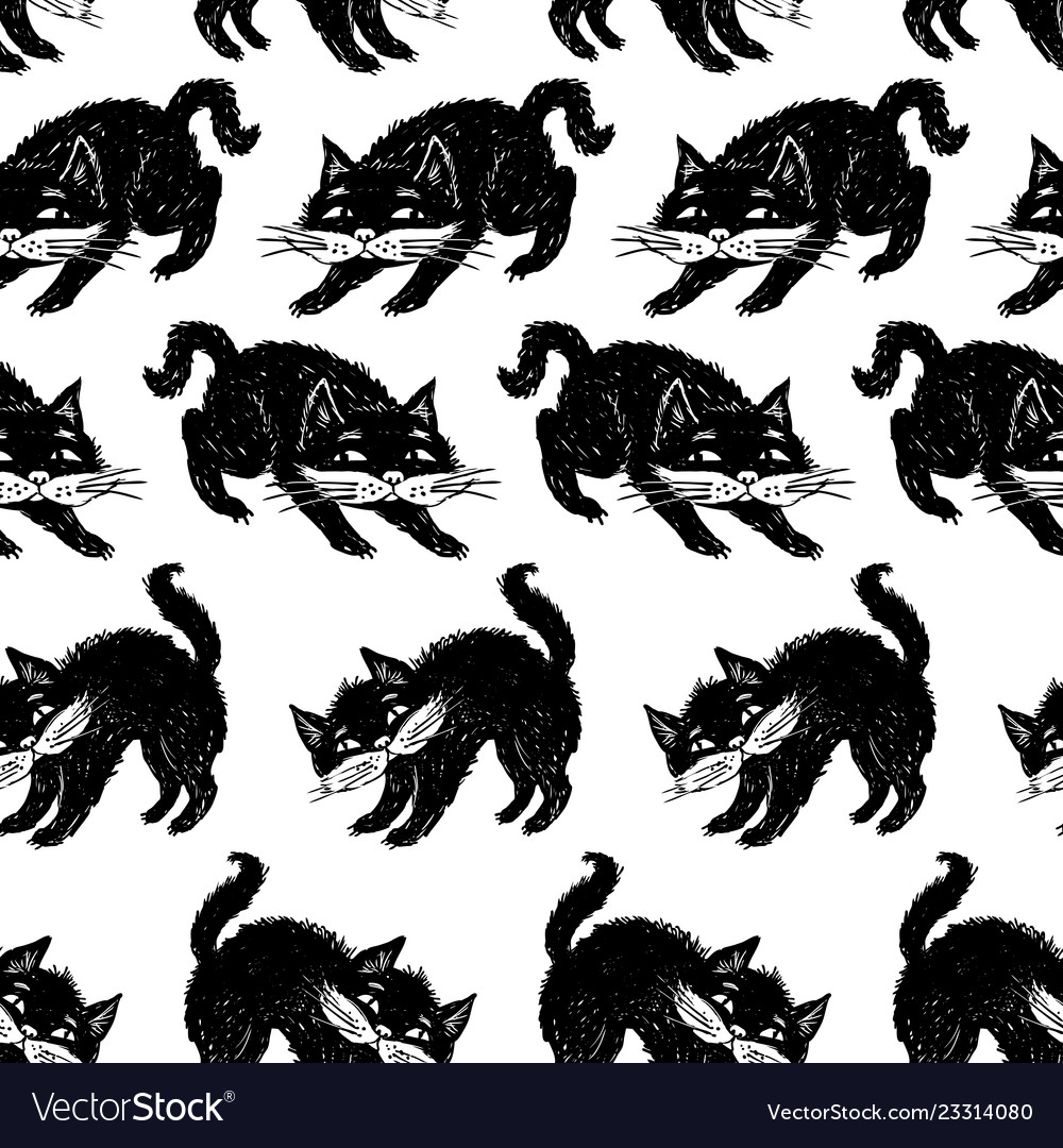 Pattern of the black cats Royalty Free Vector Image