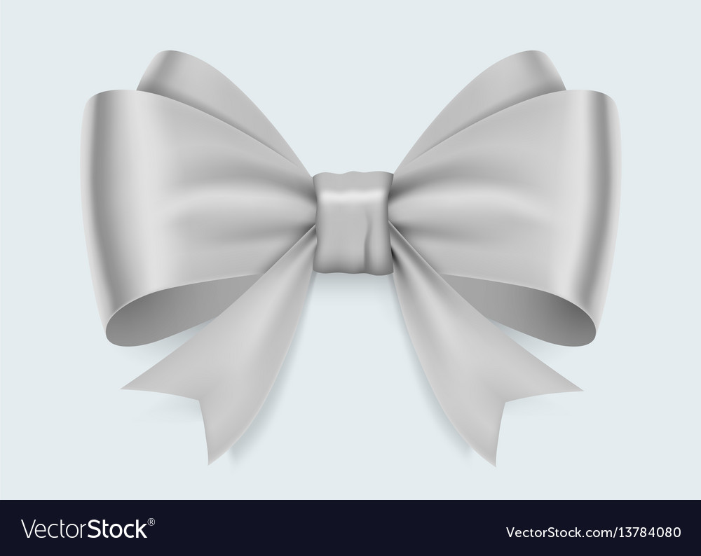 Realistic white bow isolated on white background Vector Image