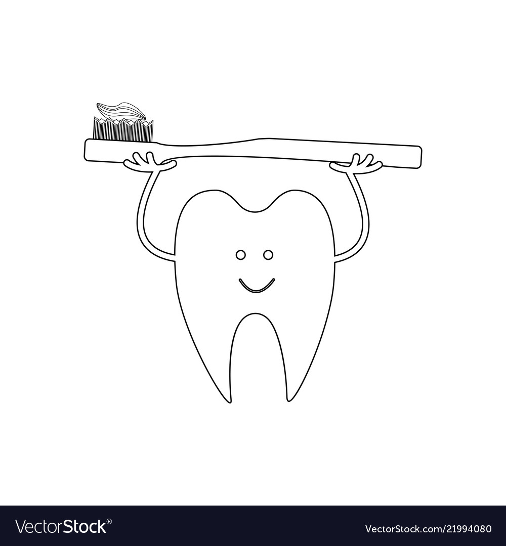 Tooth with toothbrush