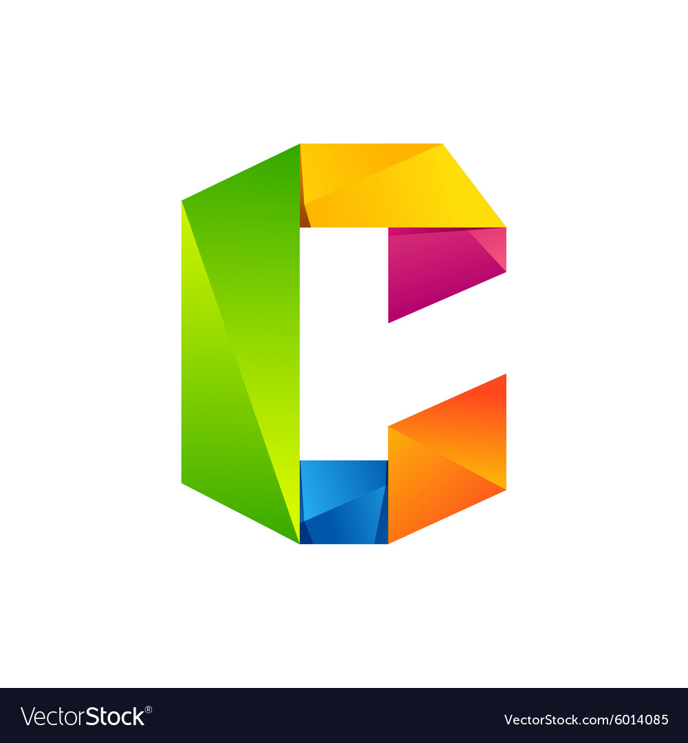 C letter one line colorful logo design template Vector Image