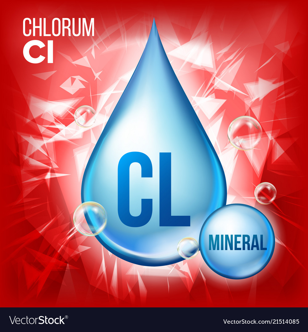 Cl chlorum mineral blue drop icon vitamin