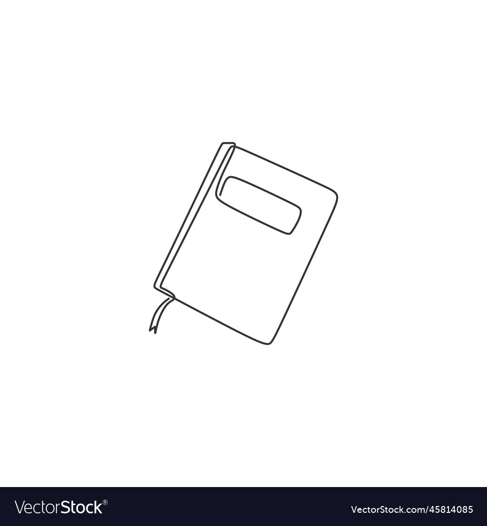 Continuous One Line Drawing Of Book Educational Vector Image