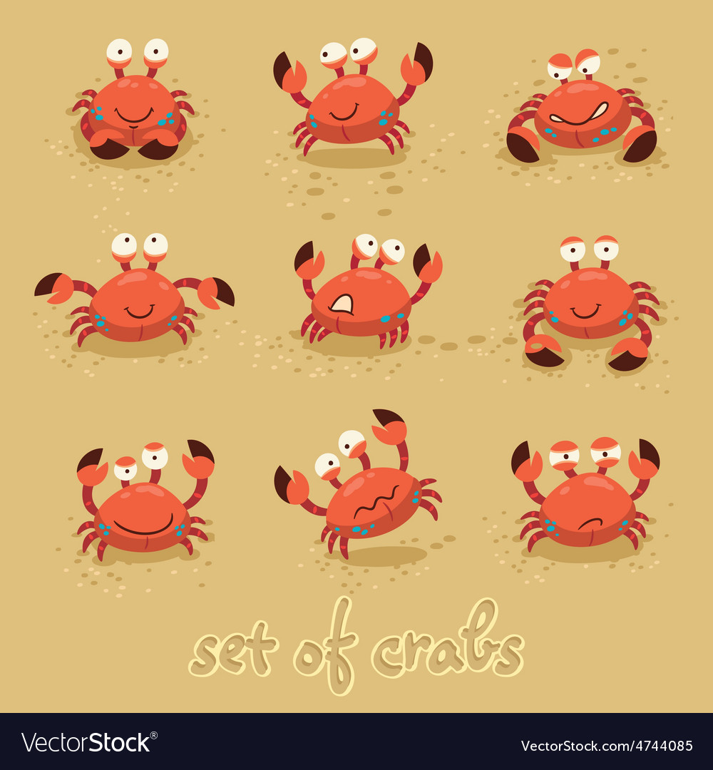 Cute crabs funny characters summer beach Vector Image