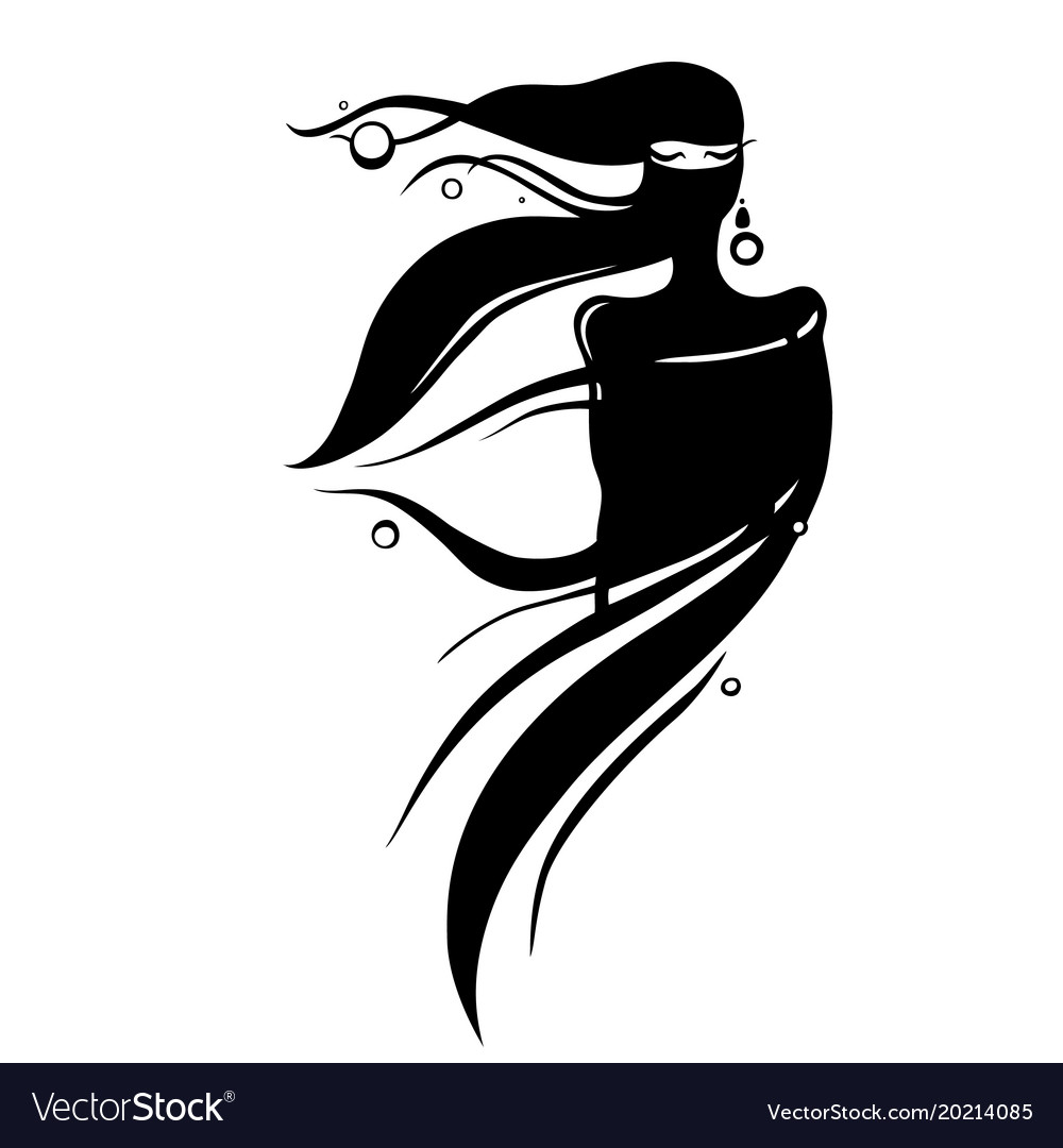 Eastern woman silhouette hand drawn Royalty Free Vector